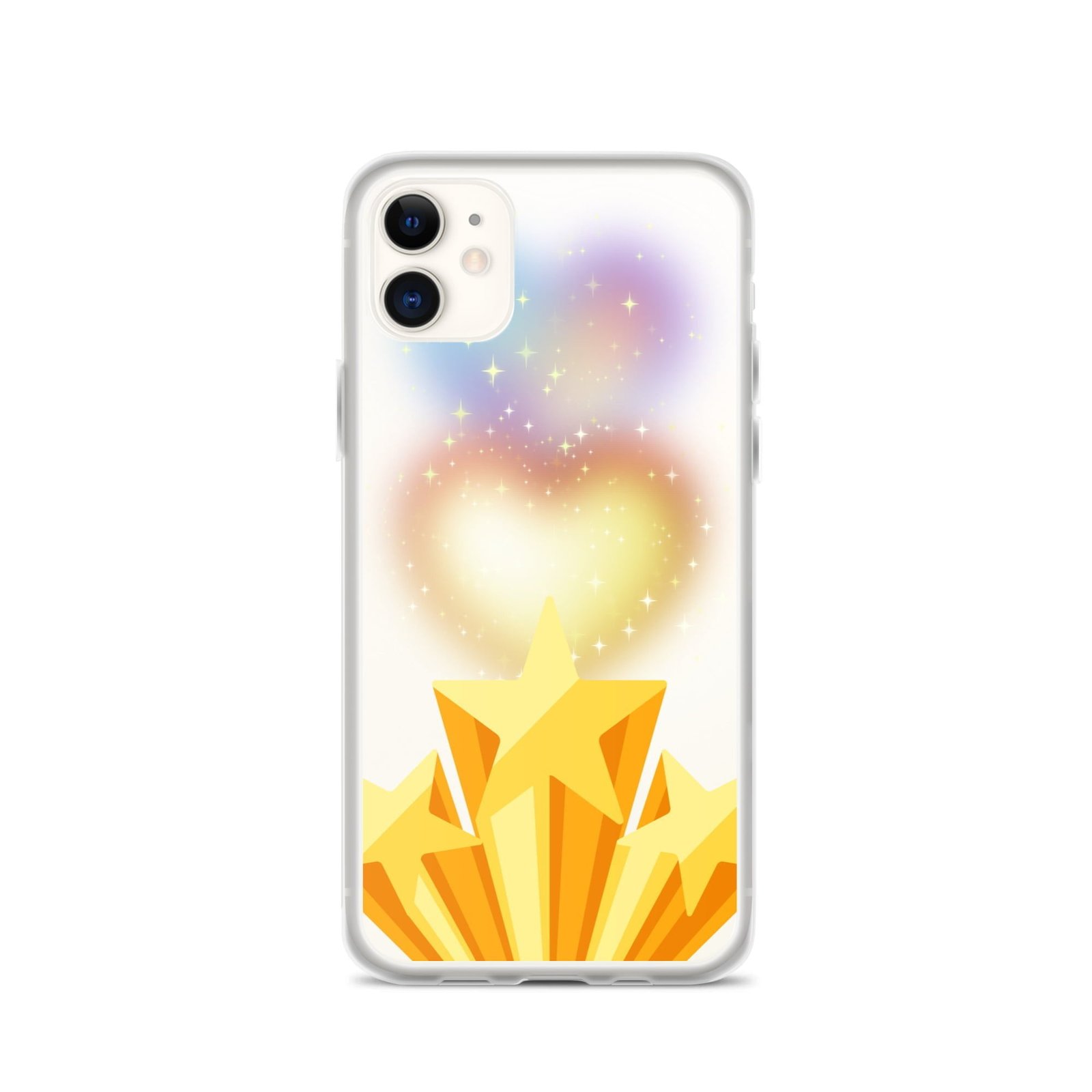 A stunning iPhone case adorned with an enchanting image of a star, perfectly complemented by a beautifully crafted heart design.