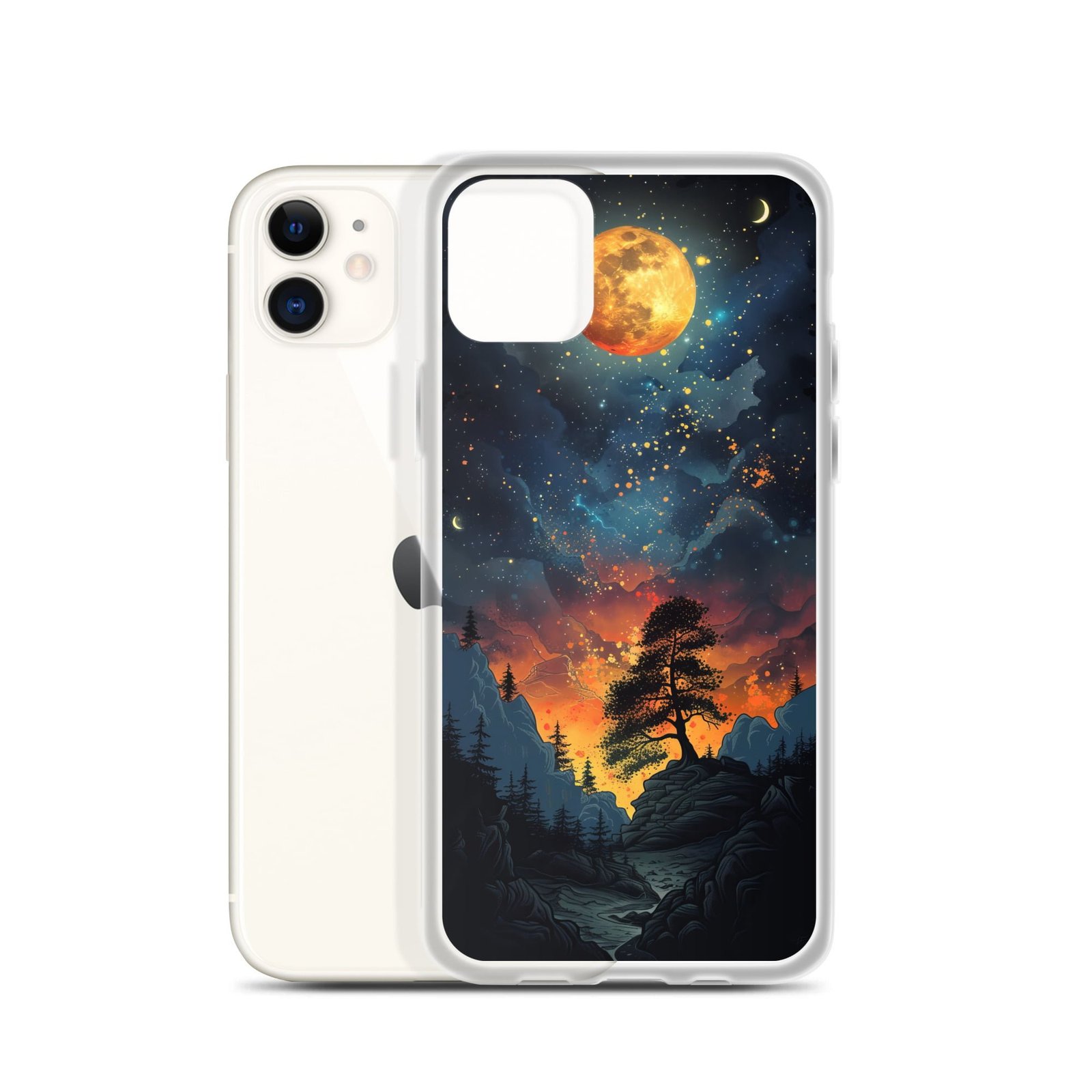 The iPhone moon case, featuring a clear design inspired by the night sky.