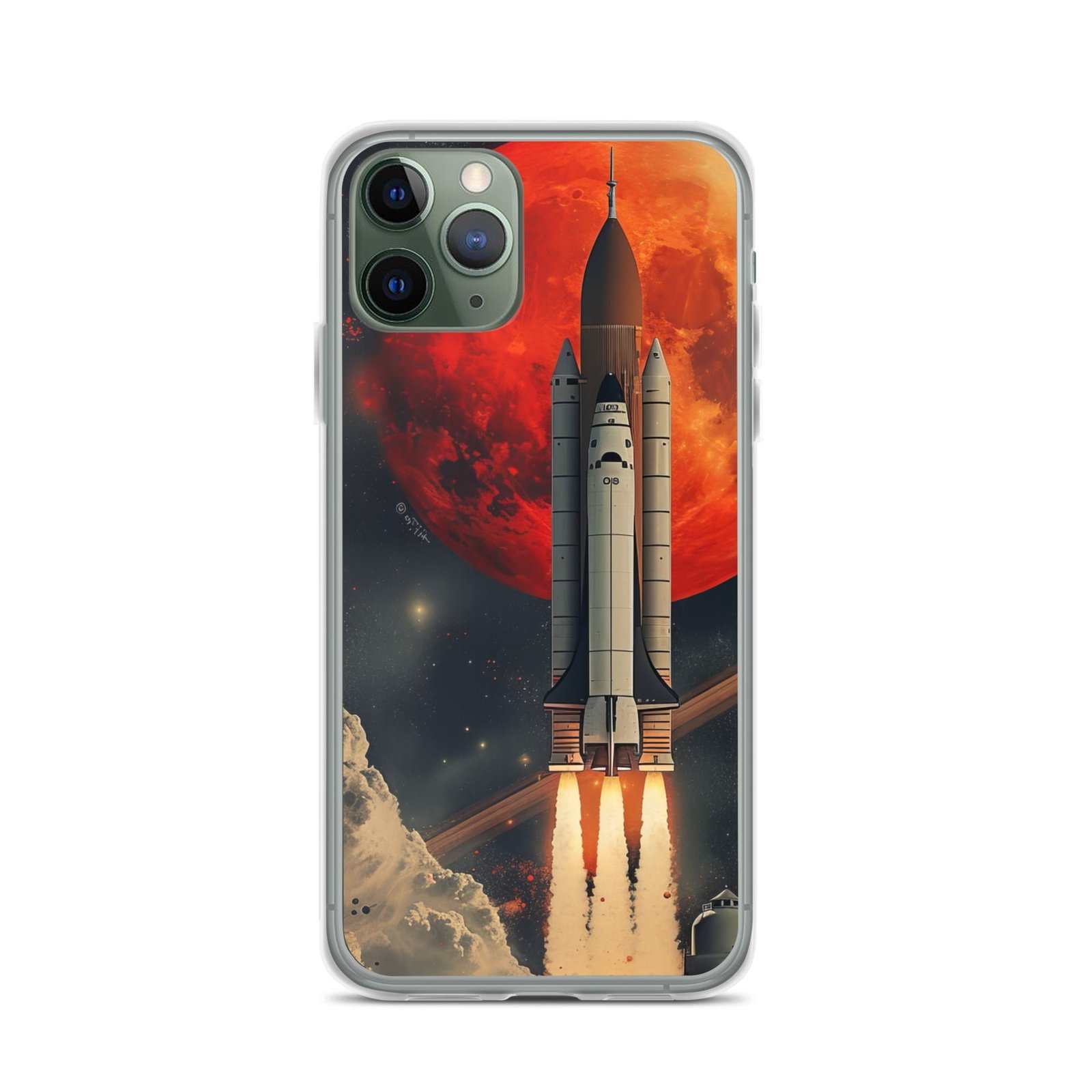 Nasa iPhone case with clear design featuring moon.