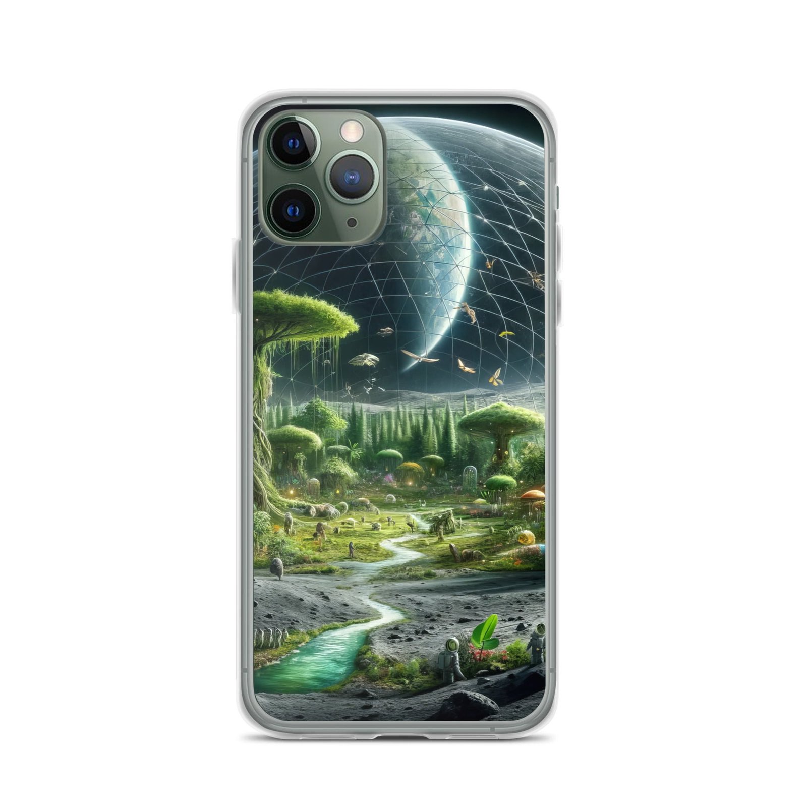 An iPhone case with an image of an alien landscape, perfect for those seeking a touch of extraterrestrial life.