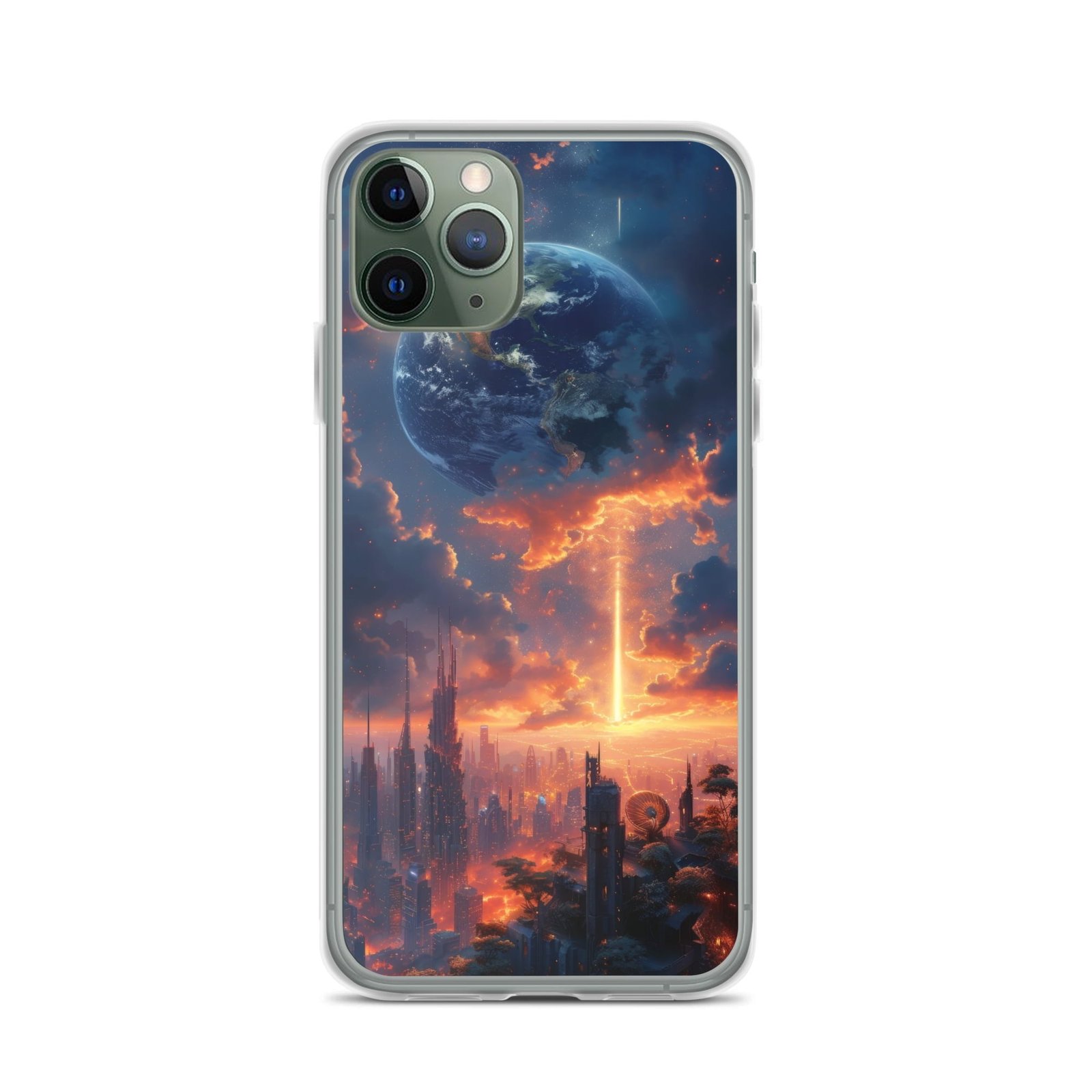 Earth Clear Case with an image of a city at sunset for your iPhone.