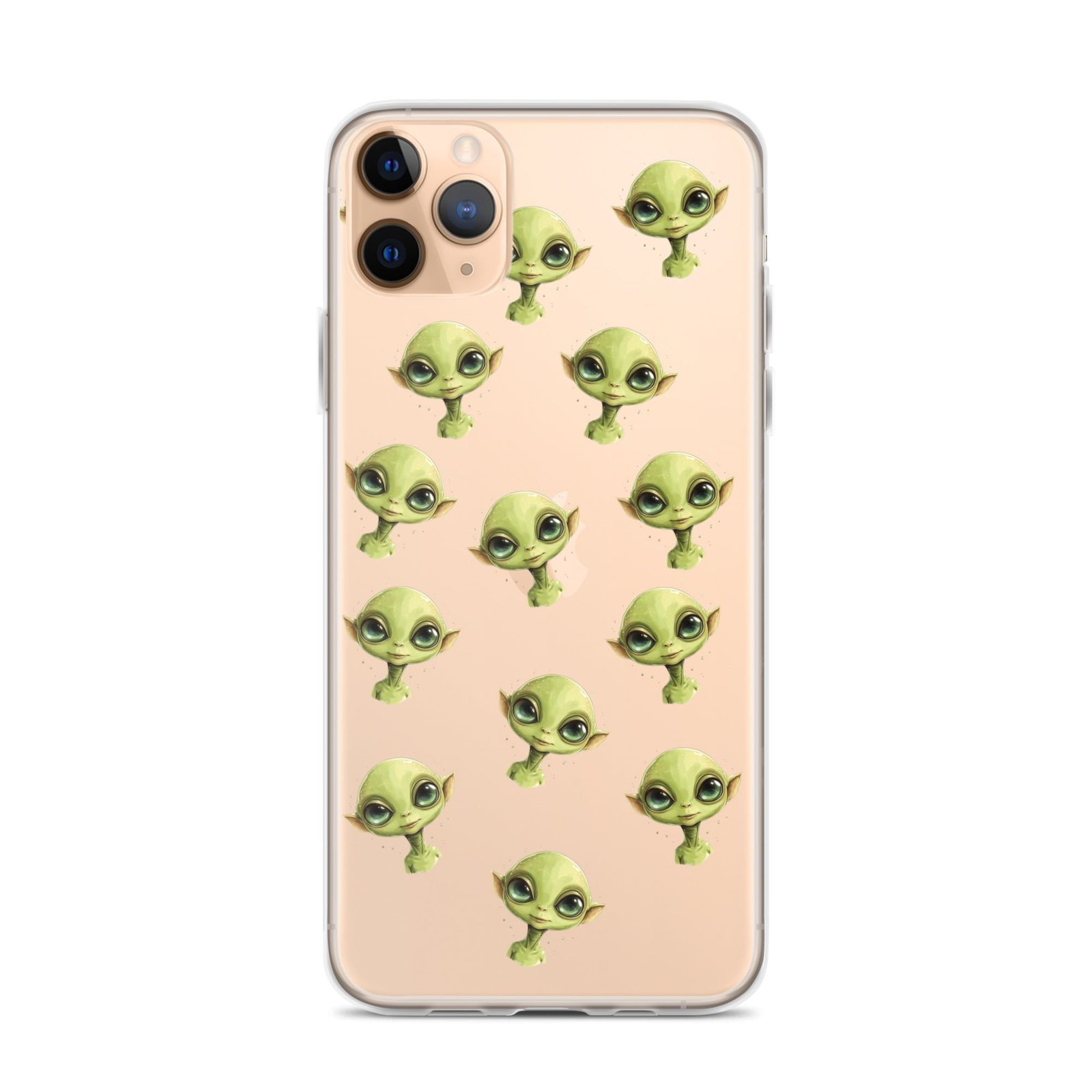 Green Alien Faces Clear Case for iPhone®