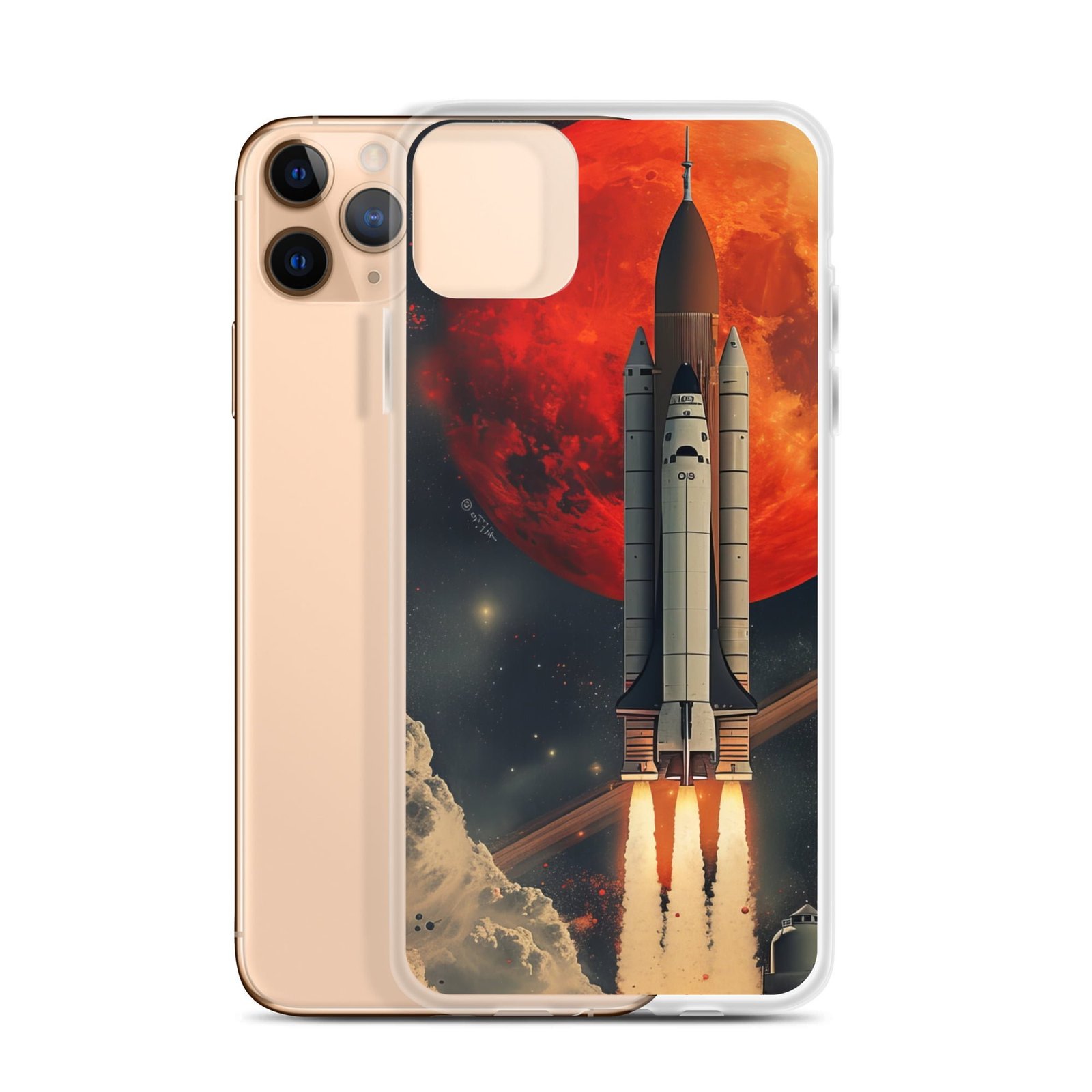 Nasa space shuttle launch clear iPhone case.