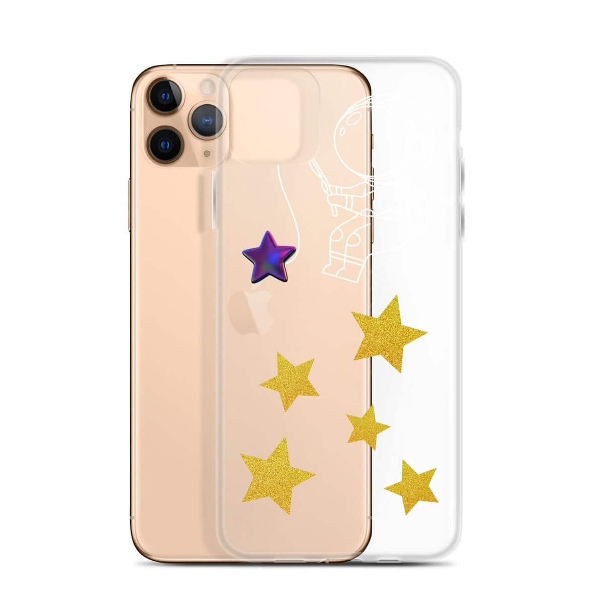 A clear iPhone case with stars on it, perfect for fans of Starry Night.