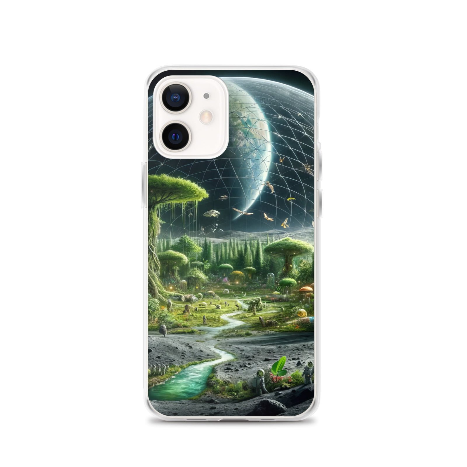A Moon Clear Case for iPhone featuring an image of an alien landscape.