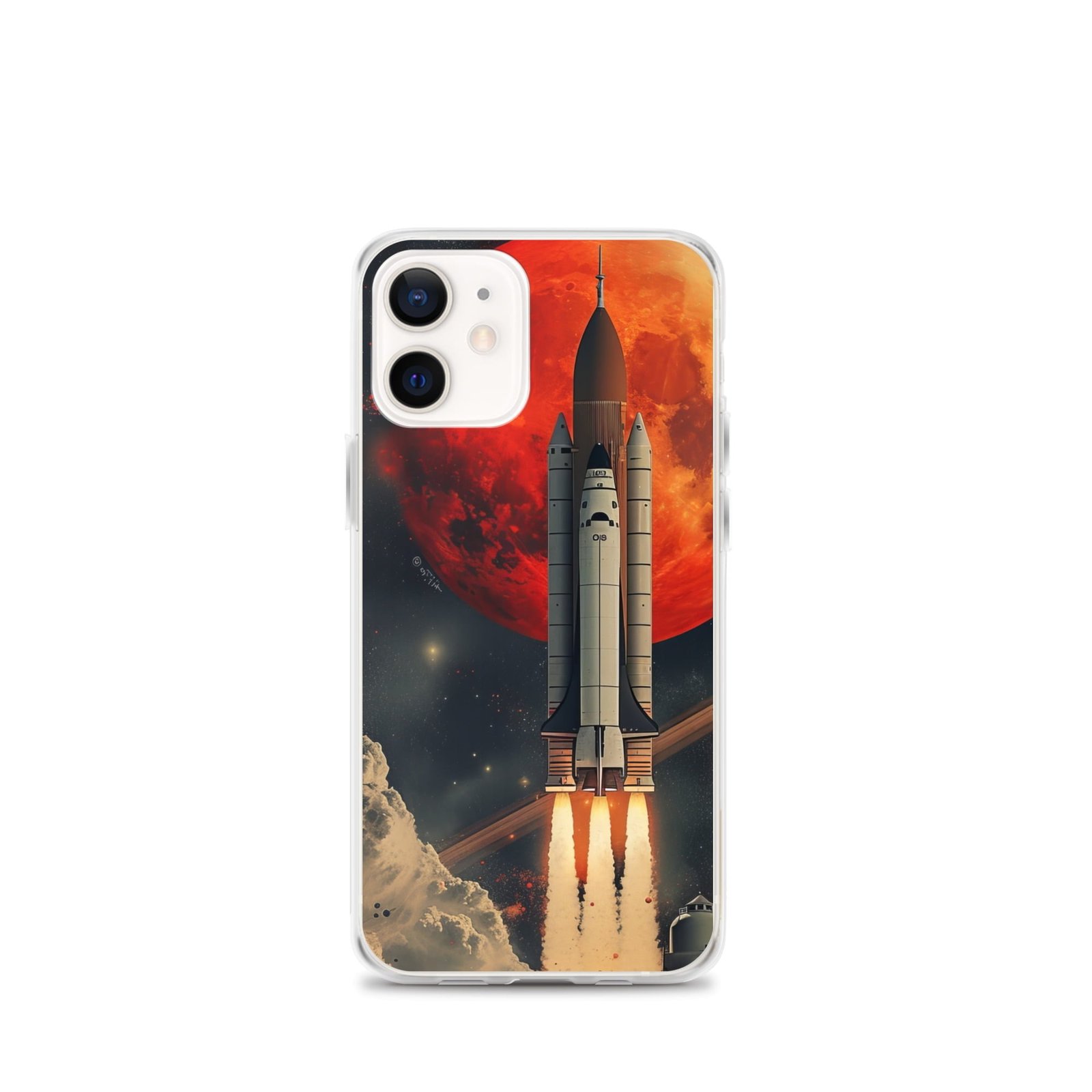 Clear case for iPhone featuring a Nasa space shuttle launch.