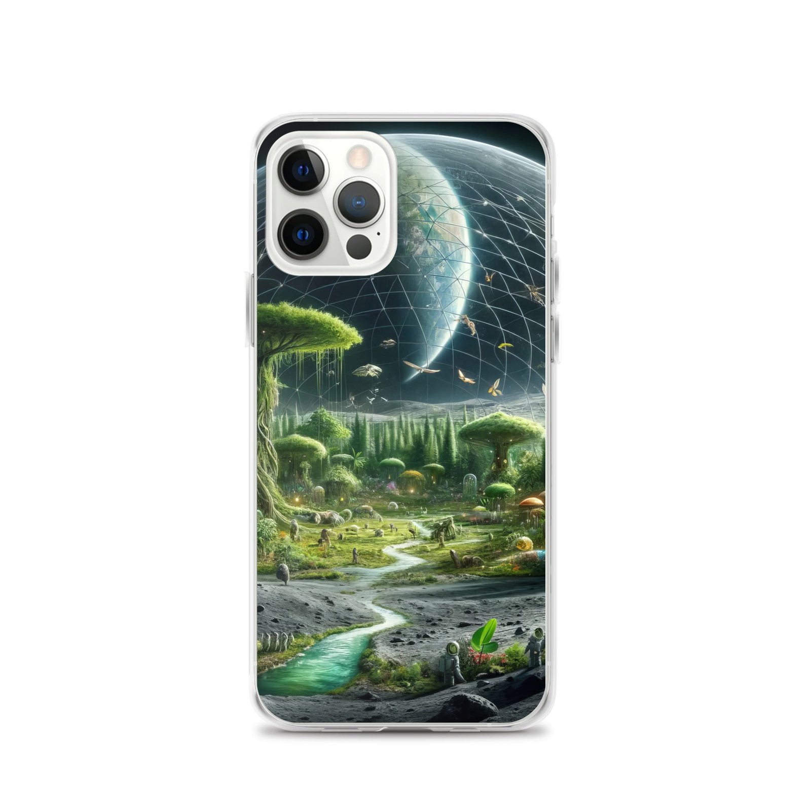 A Moon Clear Case featuring an image of an alien landscape brings life to your iPhone.