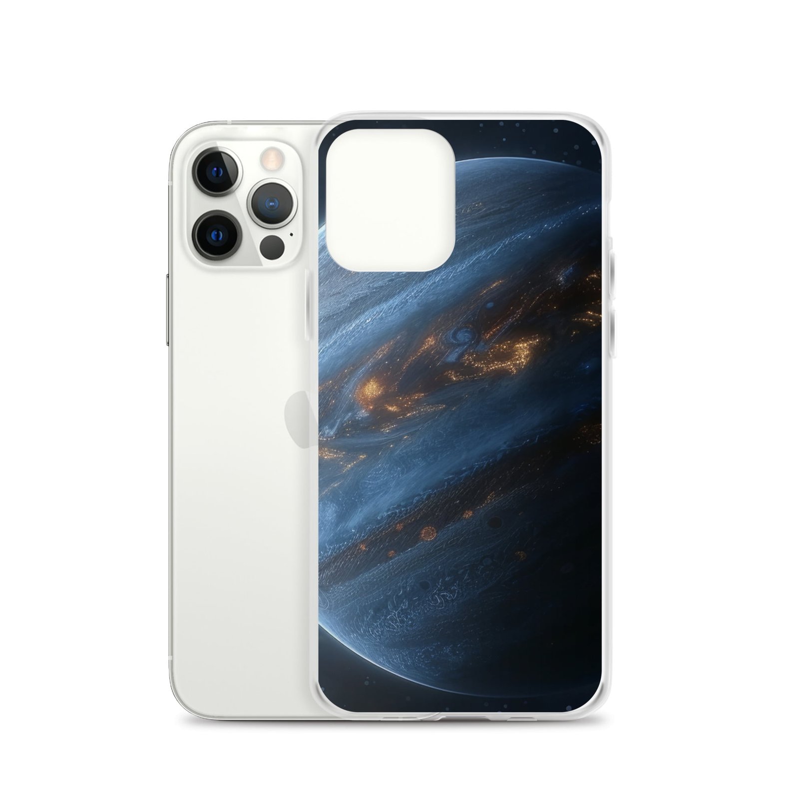 A new planet clear iPhone case featuring an image of Jupiter.