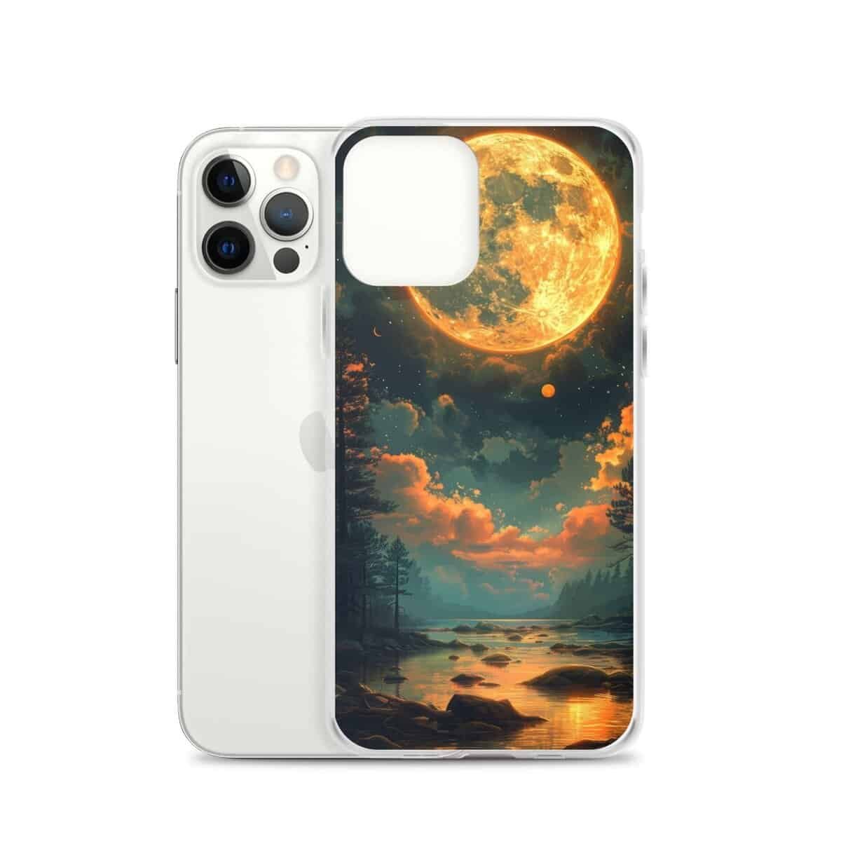The Moon Clear Case: A stunning representation of Earth's beloved satellite, the moon, elegantly displayed on an iPhone case.