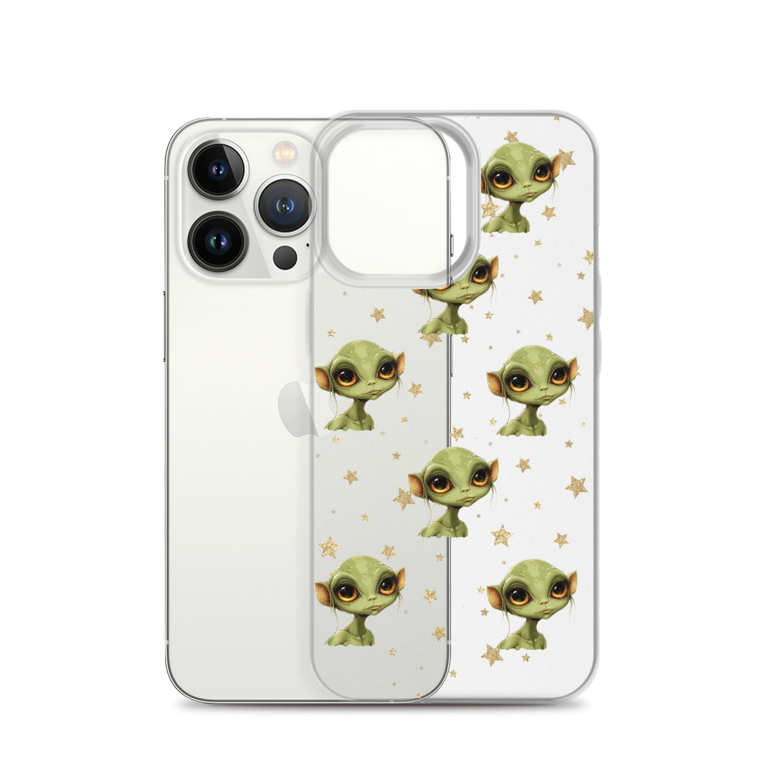 A Clear Case adorned with cute aliens from Deep Space.
