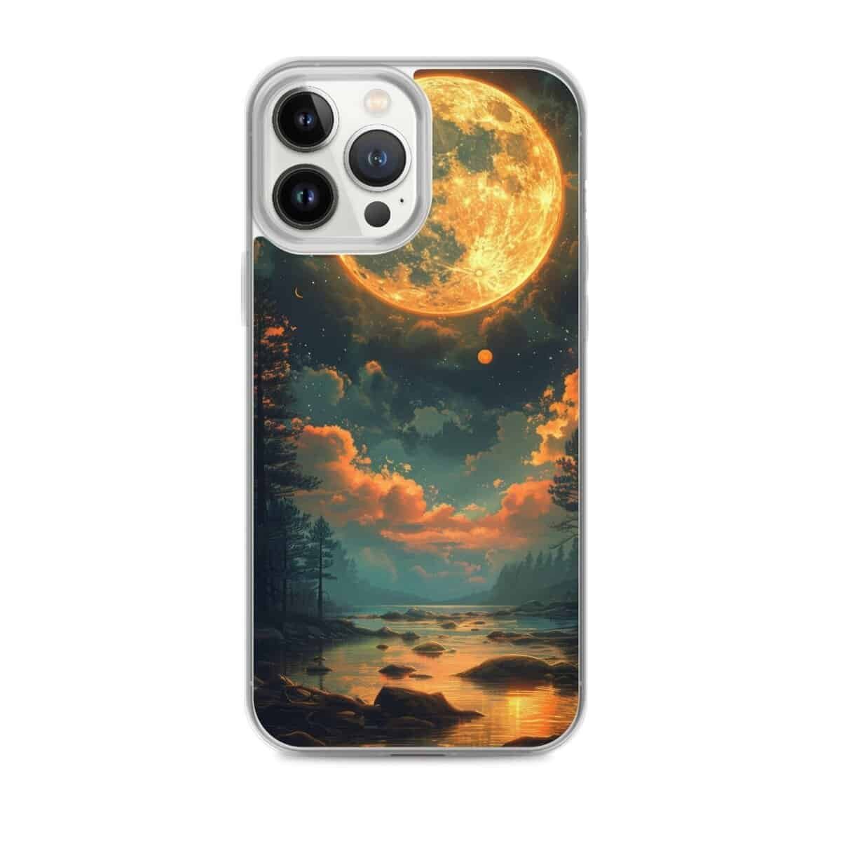 A clear phone case featuring the Moon in a night sky.