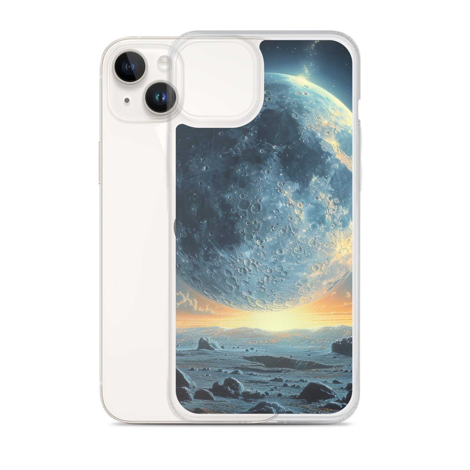 The clear iPhone case brings the moon closer to you, allowing you to carry the celestial wonder in the palm of your hand.