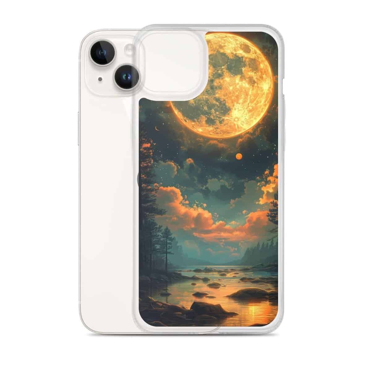 The clear case with the moon over the water design is perfect for your iPhone.
