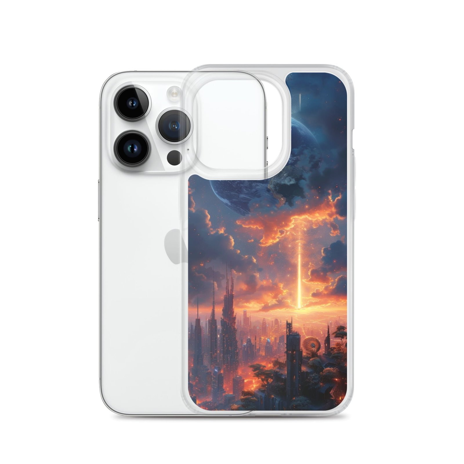 An iPhone case featuring a captivating image of a sunset.