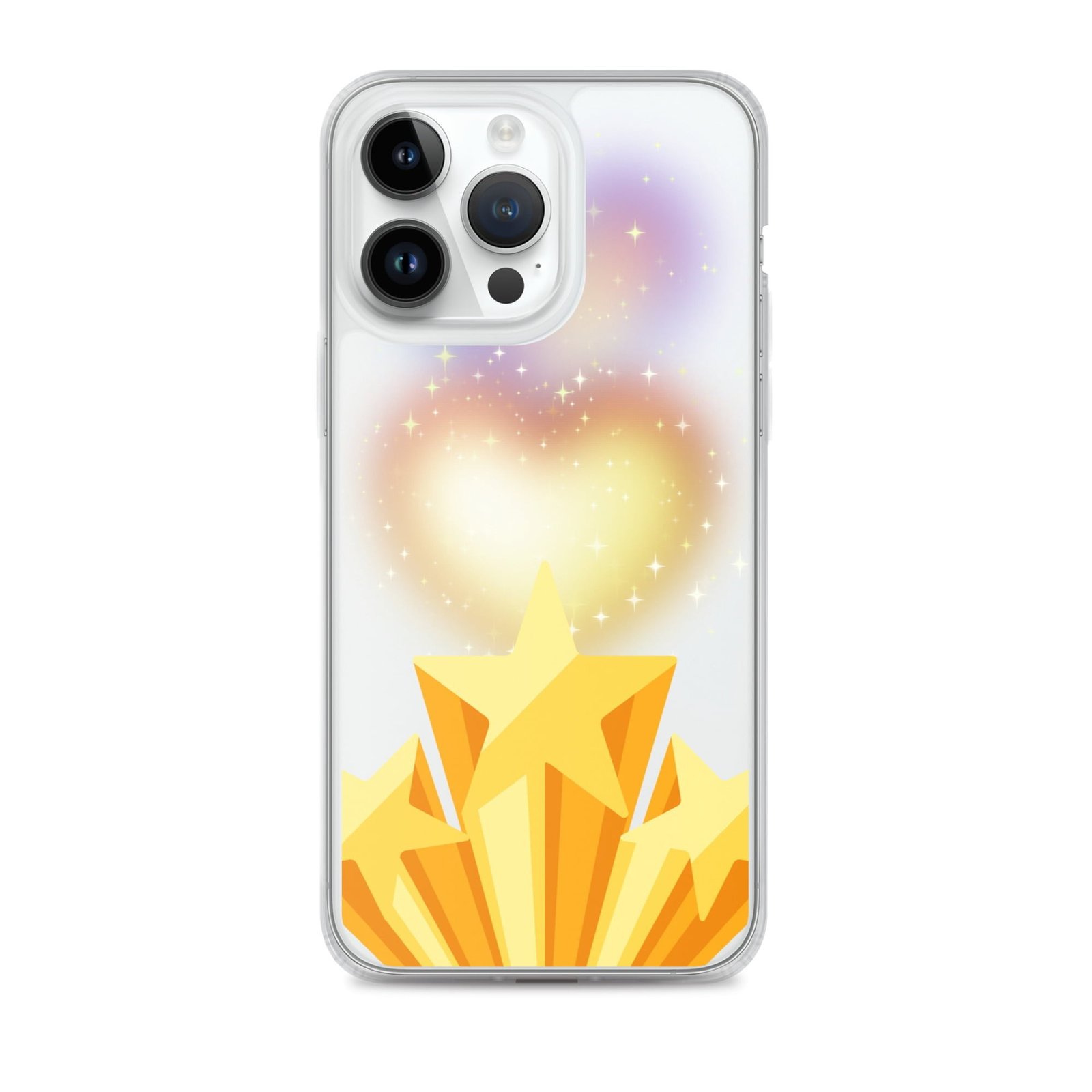 An iPhone phone case with a star and heart on it.