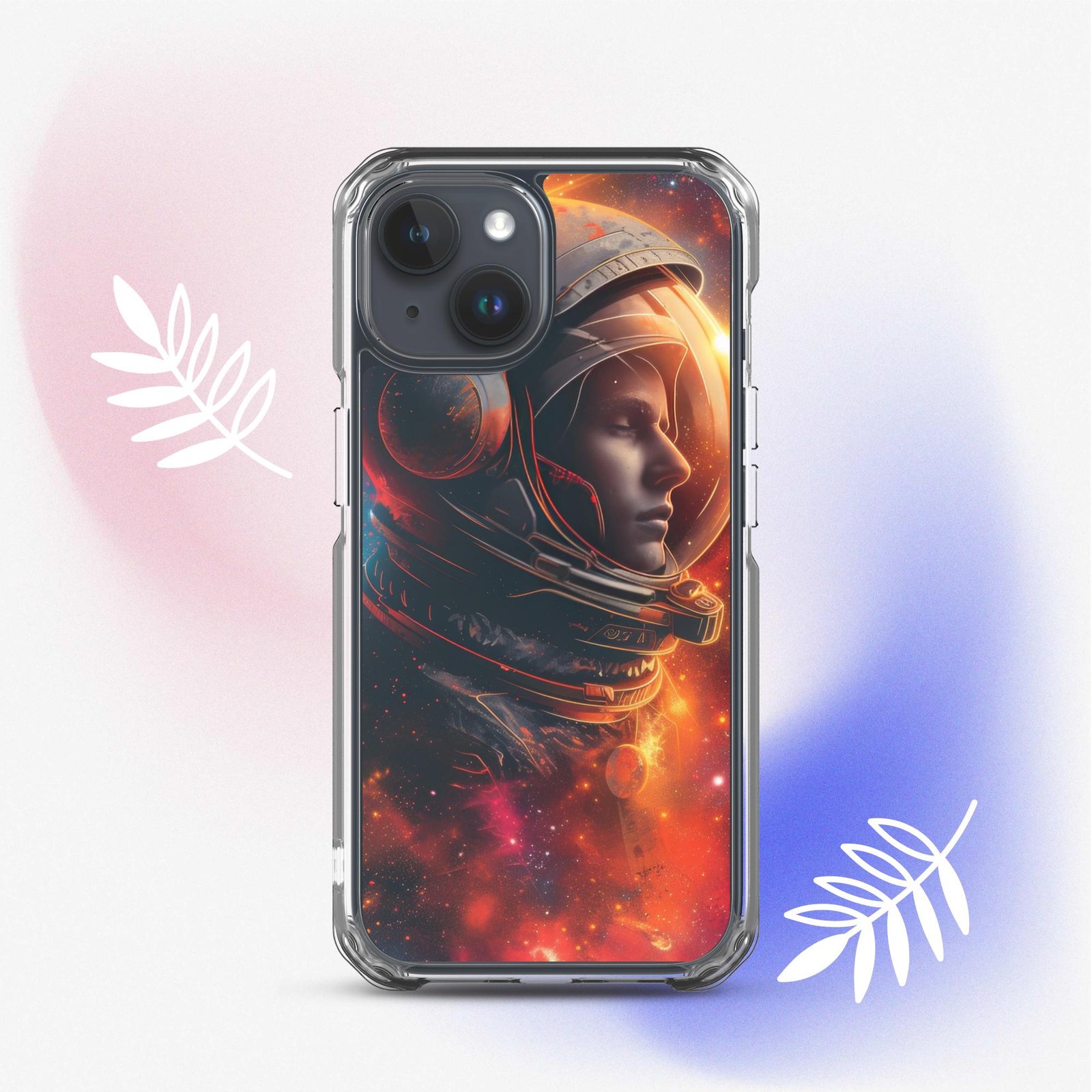An iPhone case with an image of an astronaut in space, showcasing the vastness of the universe.