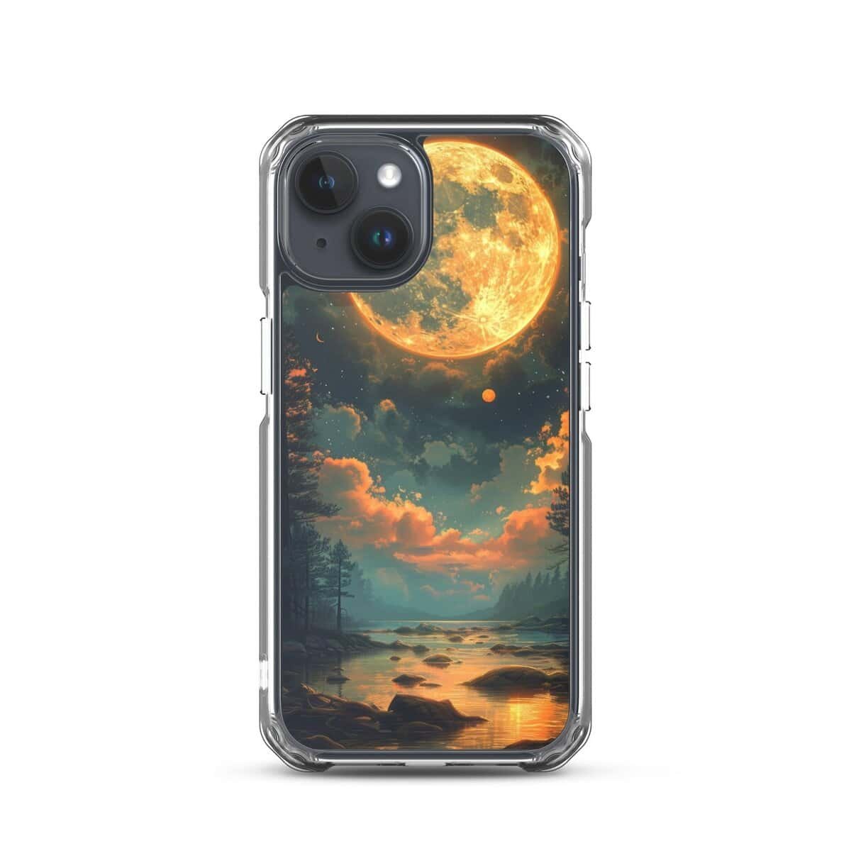 A clear phone case featuring the Moon.