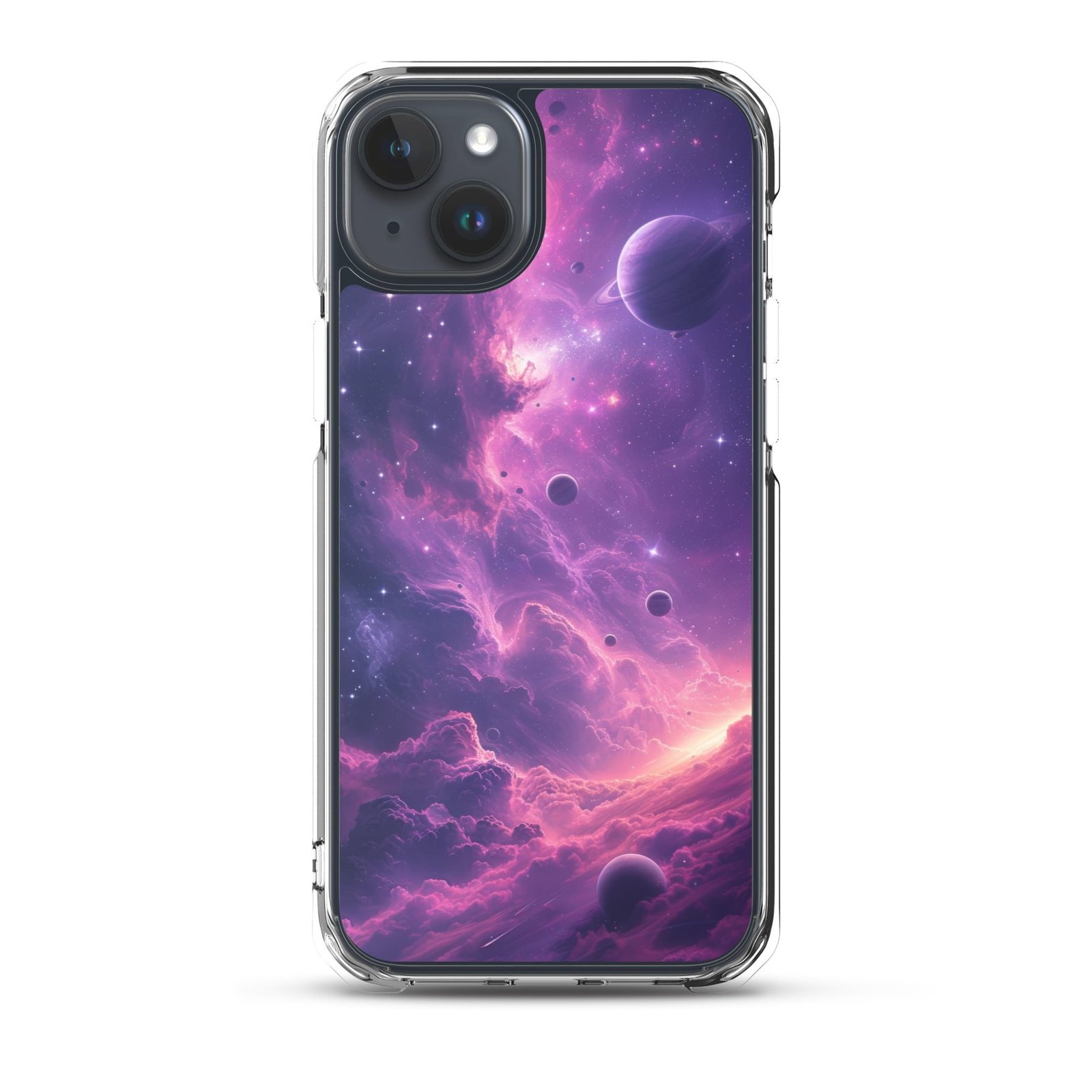 A beautiful purple galaxy case for the iPhone 11.