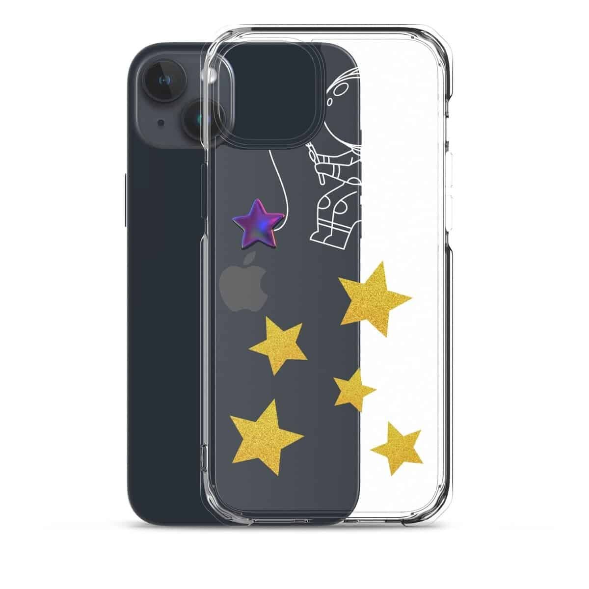 A Starry Night themed iPhone case featuring an astronaut and stars.