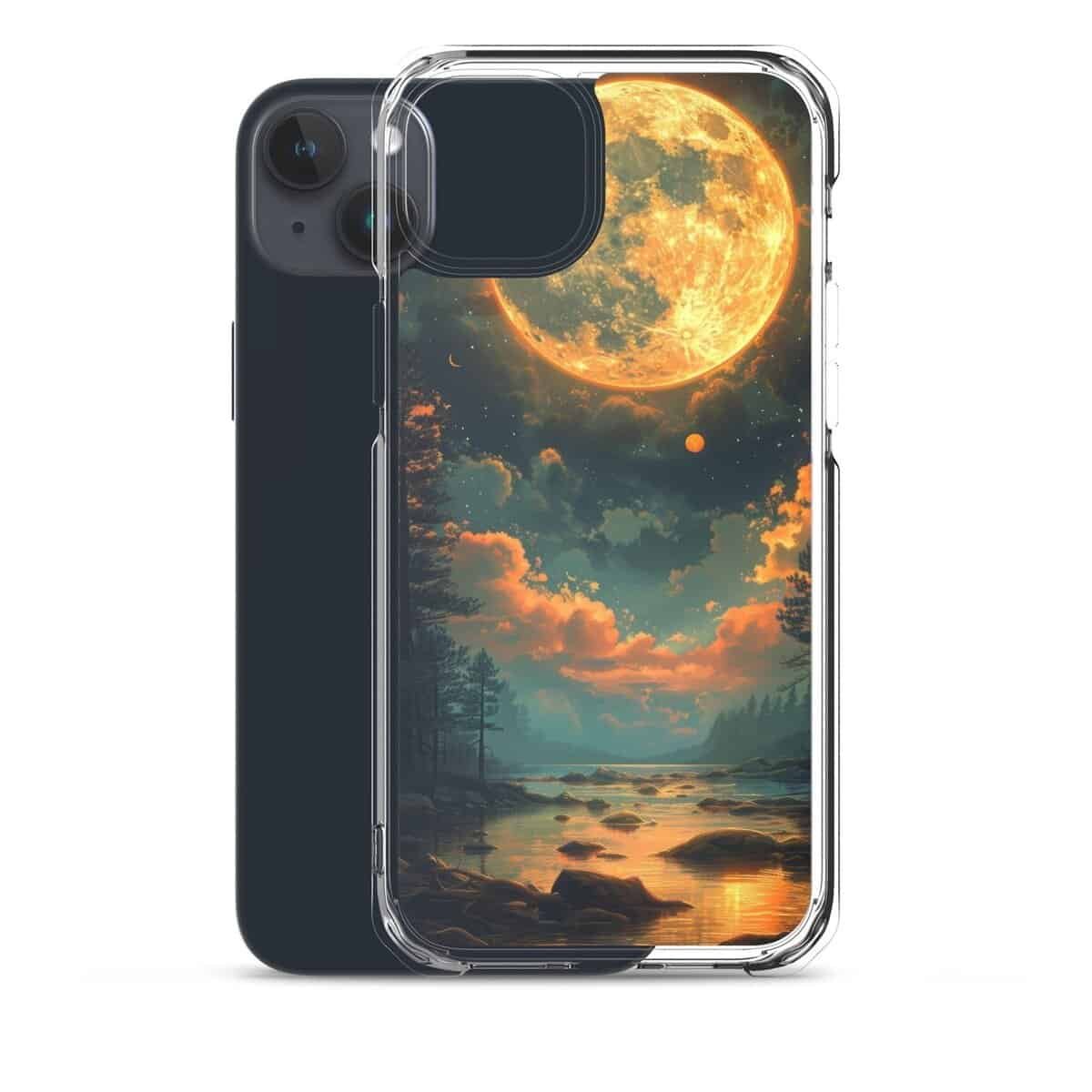 A Clear Case with a Moon design for iPhone®.