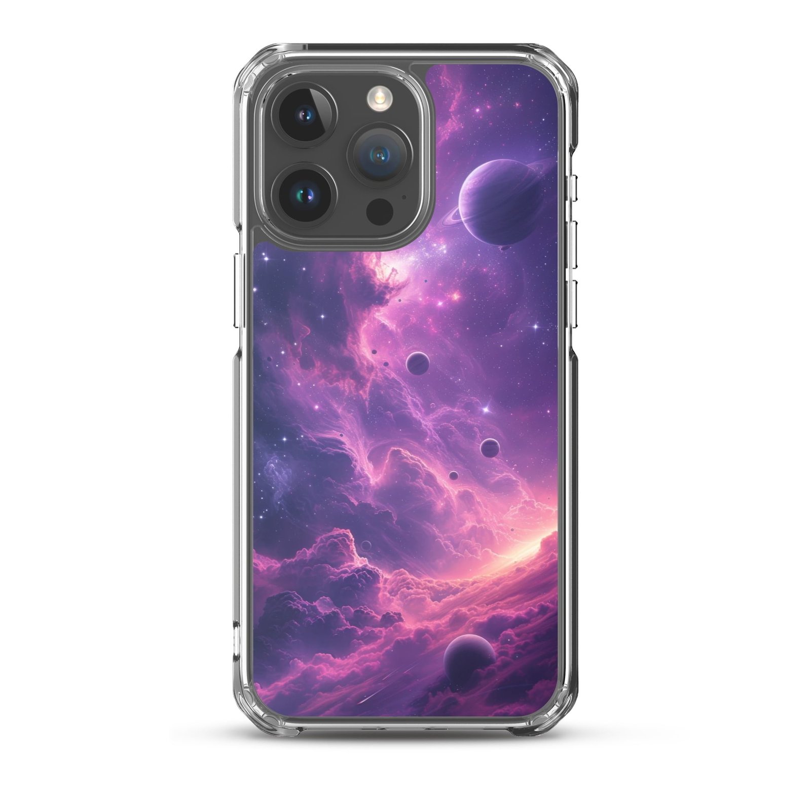 A mysterious purple galaxy case for the iPhone 11, reflecting a beauty theme.