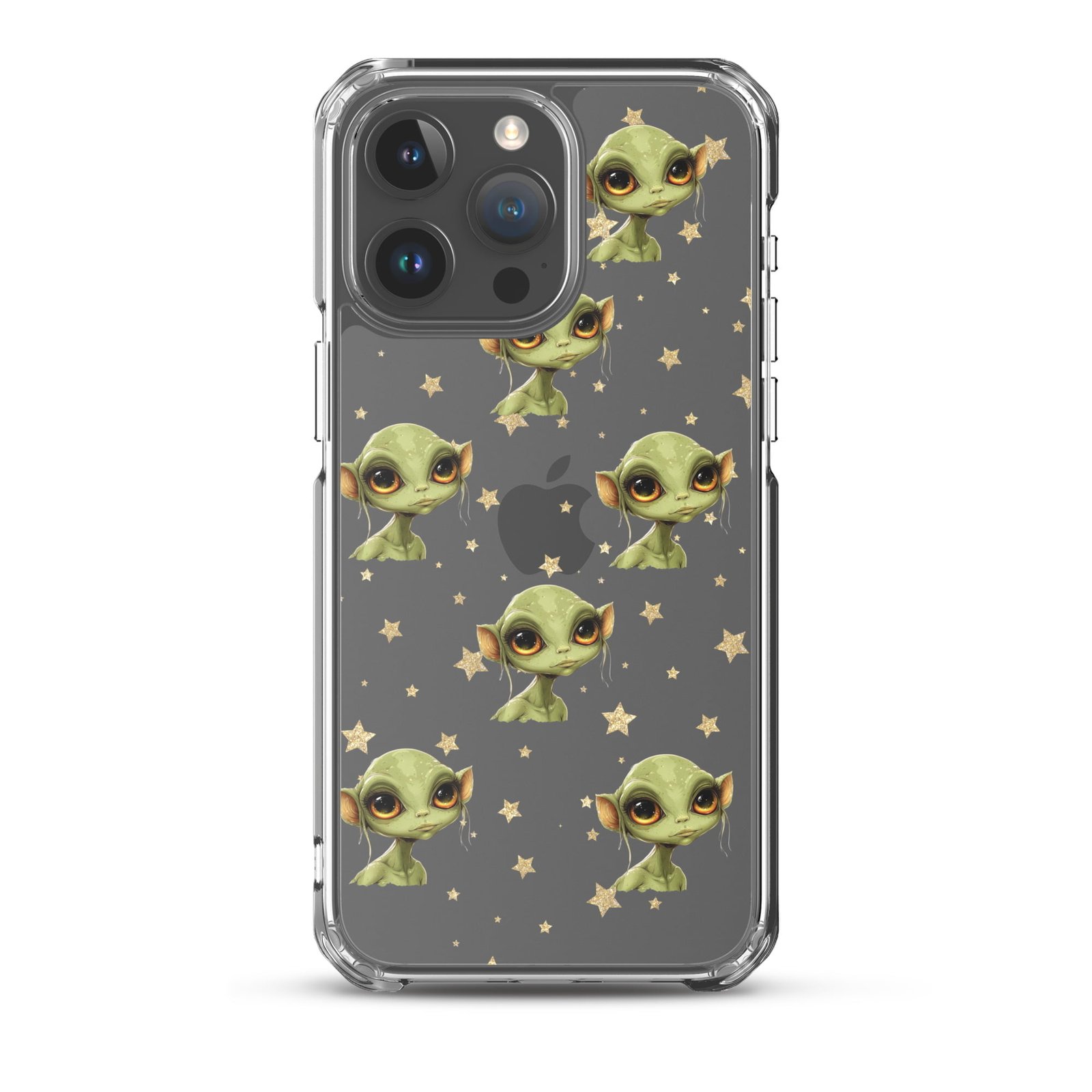 A Clear Case iPhone case with stars and elves on it.