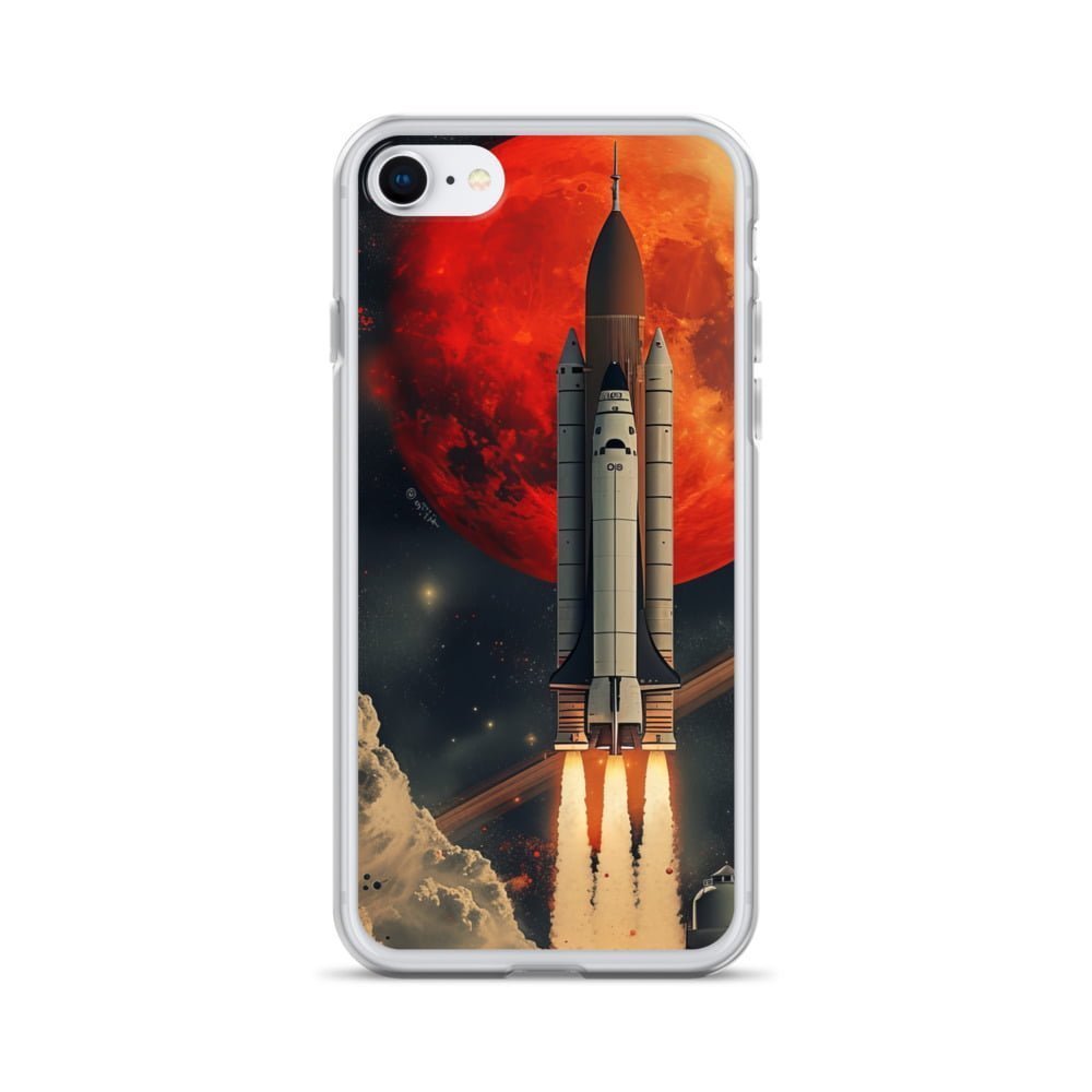 Clear iPhone case featuring a NASA space shuttle launch.