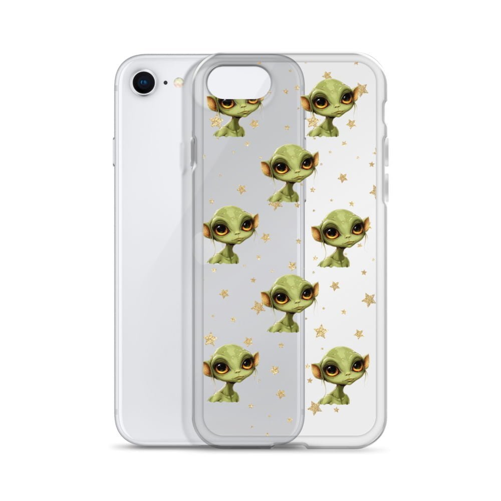 A collection of iPhone cell phones with clear cases.