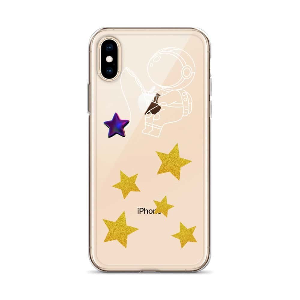 A Starry Night-inspired iPhone case featuring stars and a spaceship.