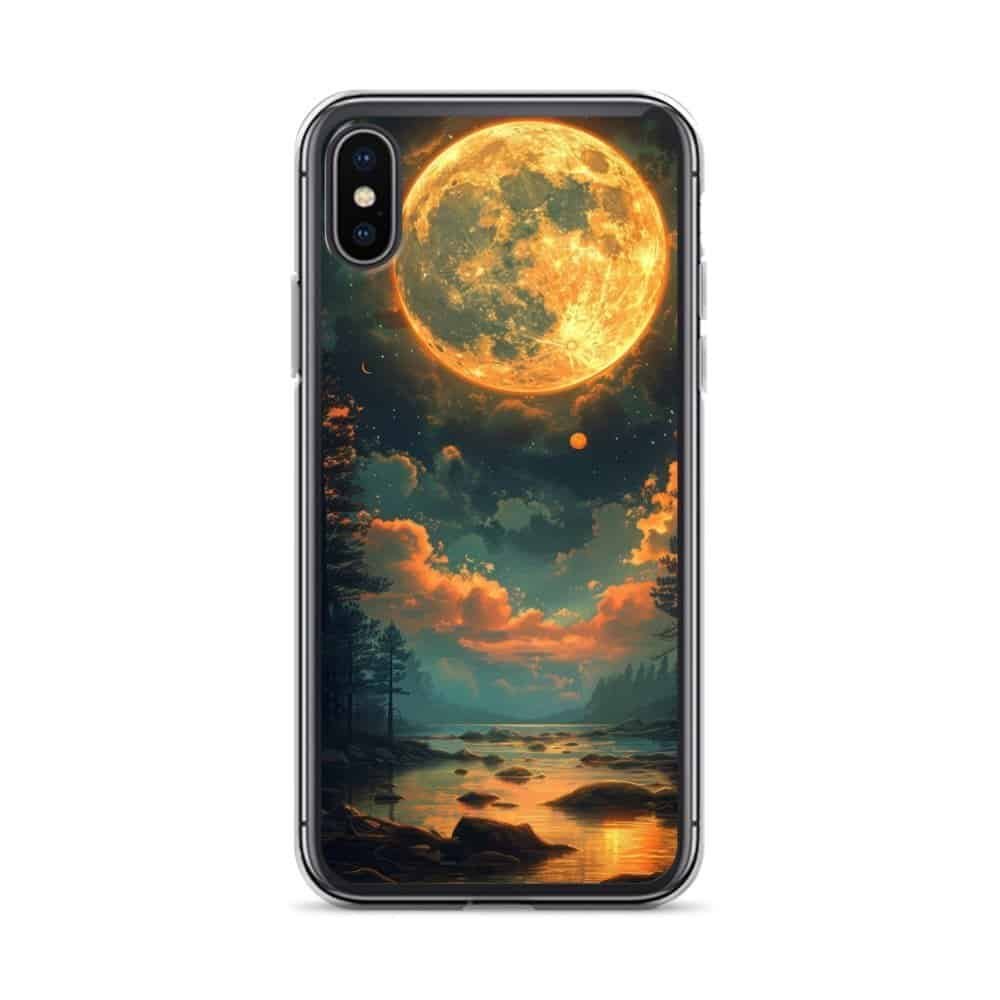 A clear case with a full moon design for your iPhone.