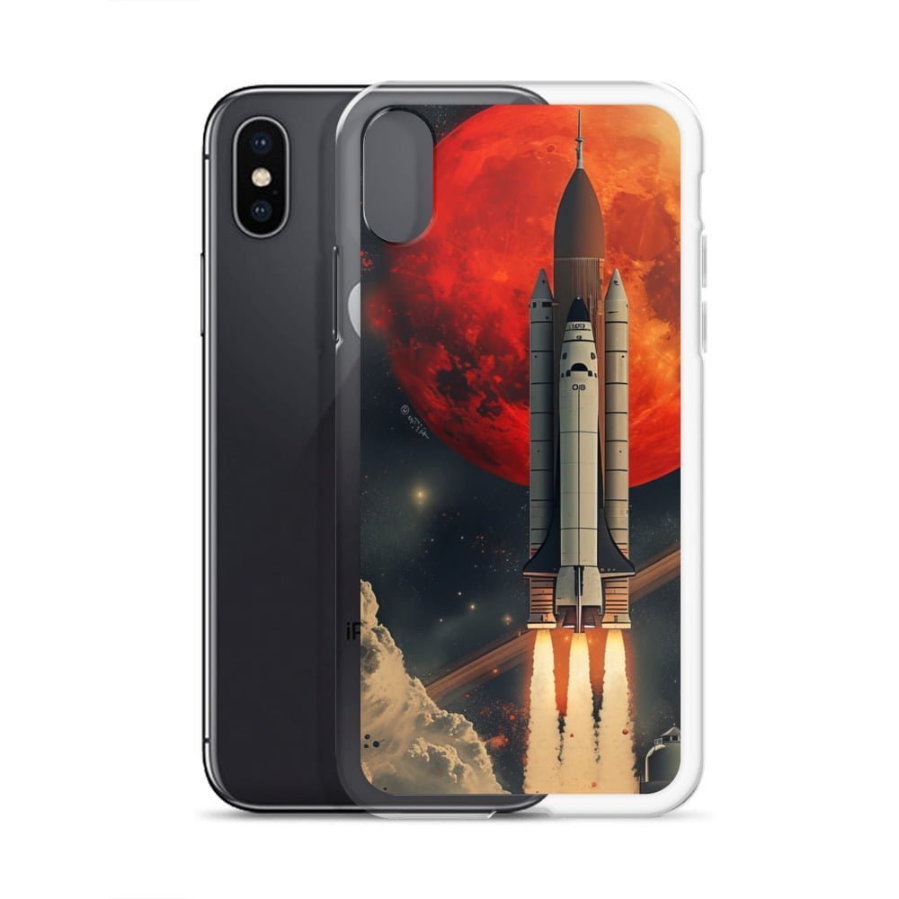 Introducing the NASA To the Moon iPhone case, inspired by the iconic space shuttle launches. This clear case showcases a stunning design that captures the excitement of space exploration. Compatible with iPhone models, it provides