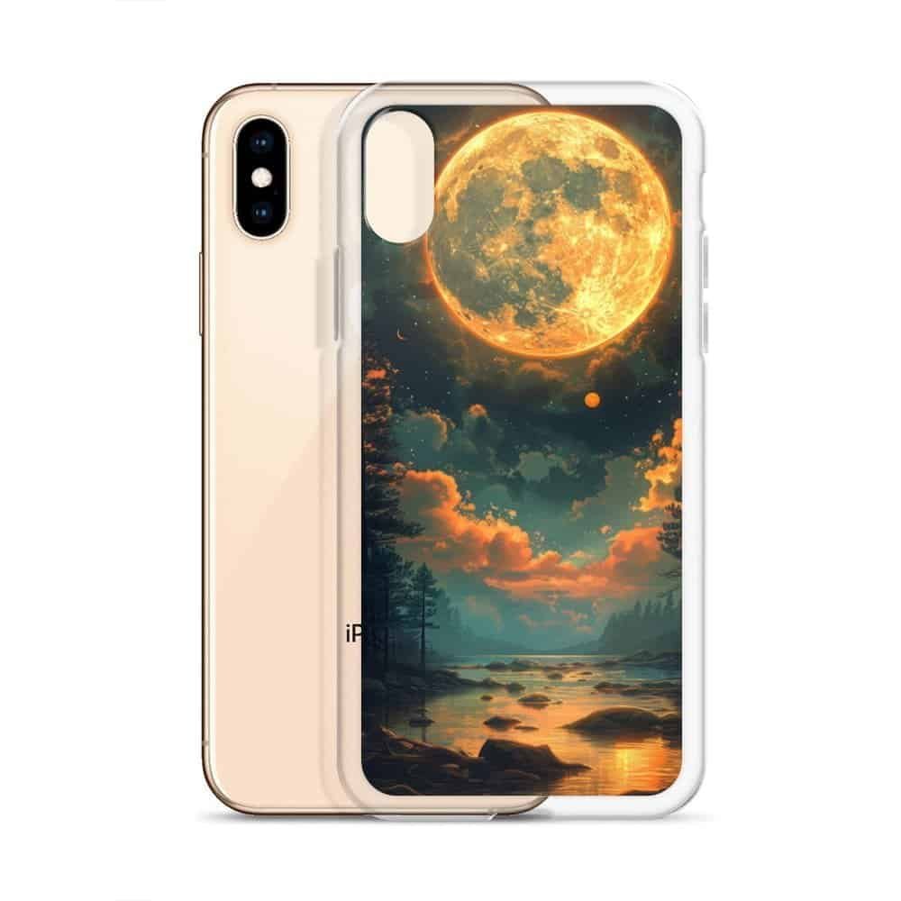 The Clear Case with a Moon design is perfect for iPhone users who love Earth's celestial companion.