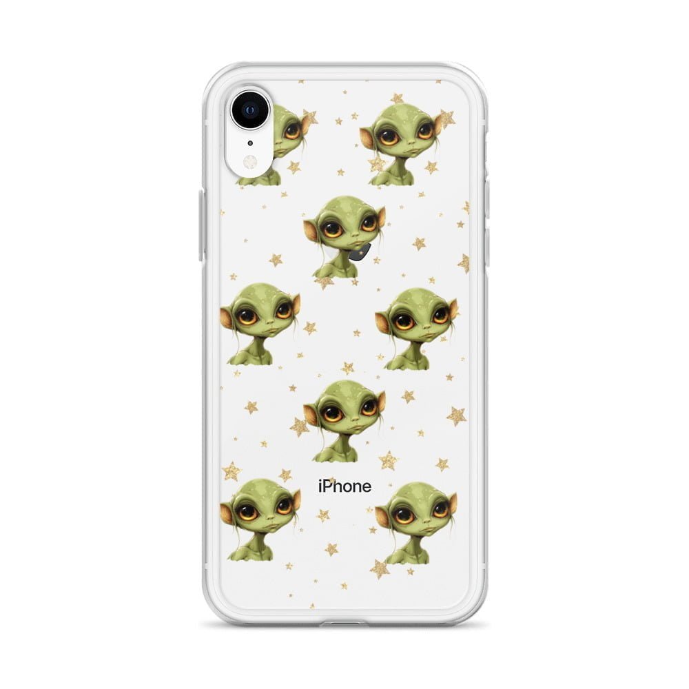 An iPhone case with a cartoon character on it, featuring a Deep Space Alien design.