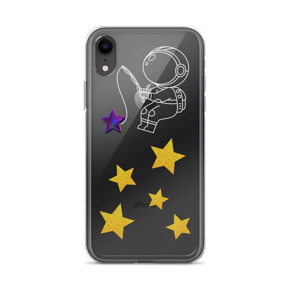 A Starry Night-themed iphone case adorned with an astronaut amidst a celestial backdrop.