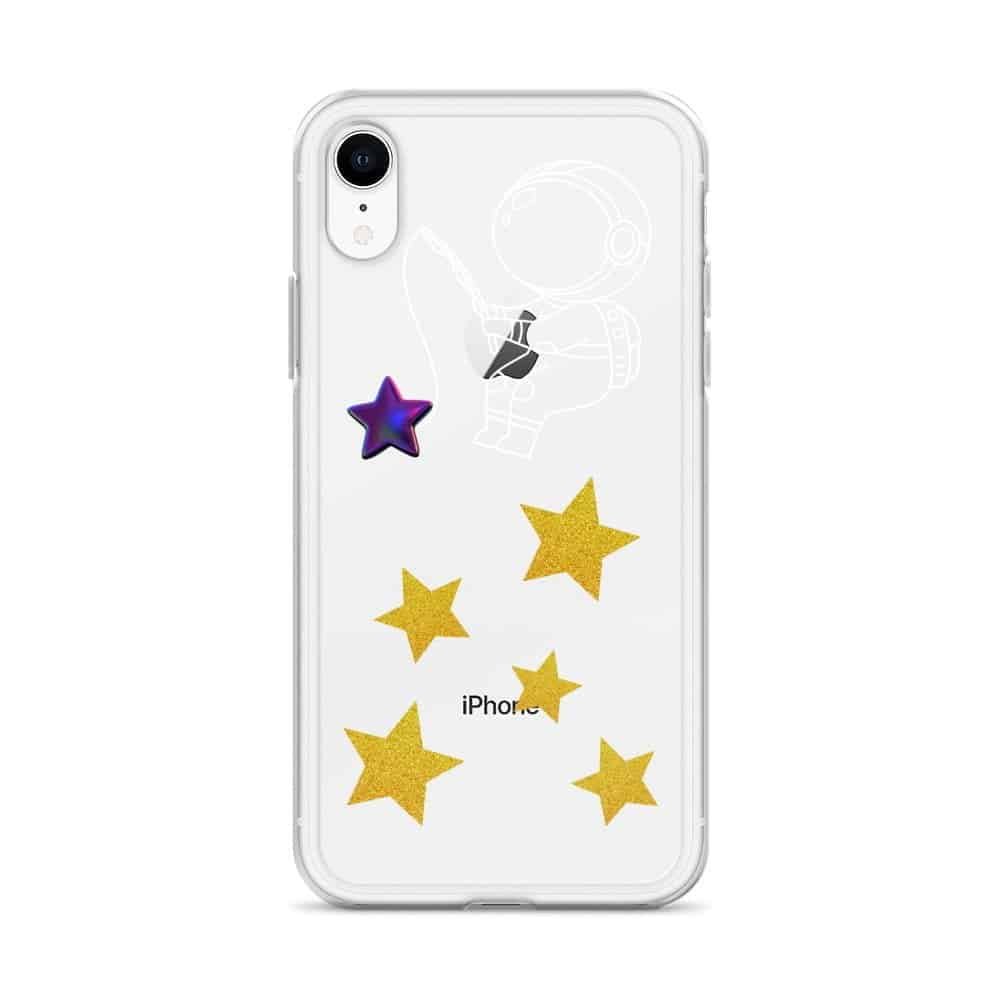 A transparent iPhone case adorned with enchanting stars, drawing inspiration from the mesmerizing Starry Night.