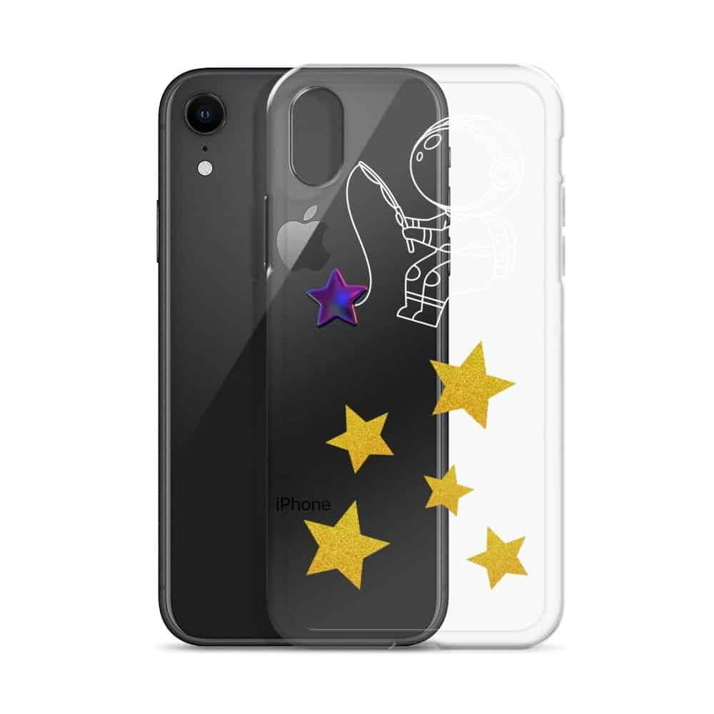 An iPhone case featuring an astronaut surrounded by a starry night.