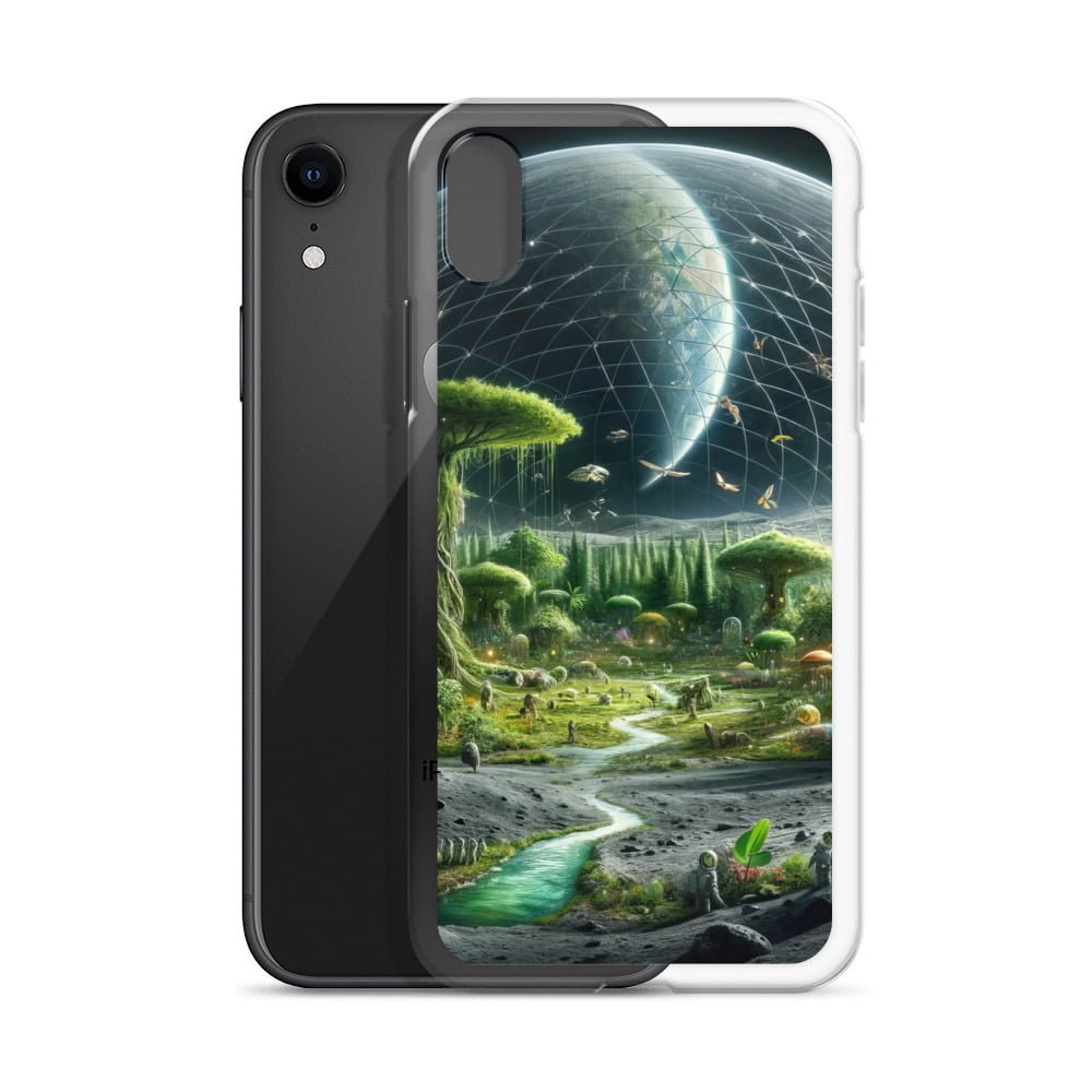 A clear case for your iPhone featuring an image of a breathtaking alien planet.