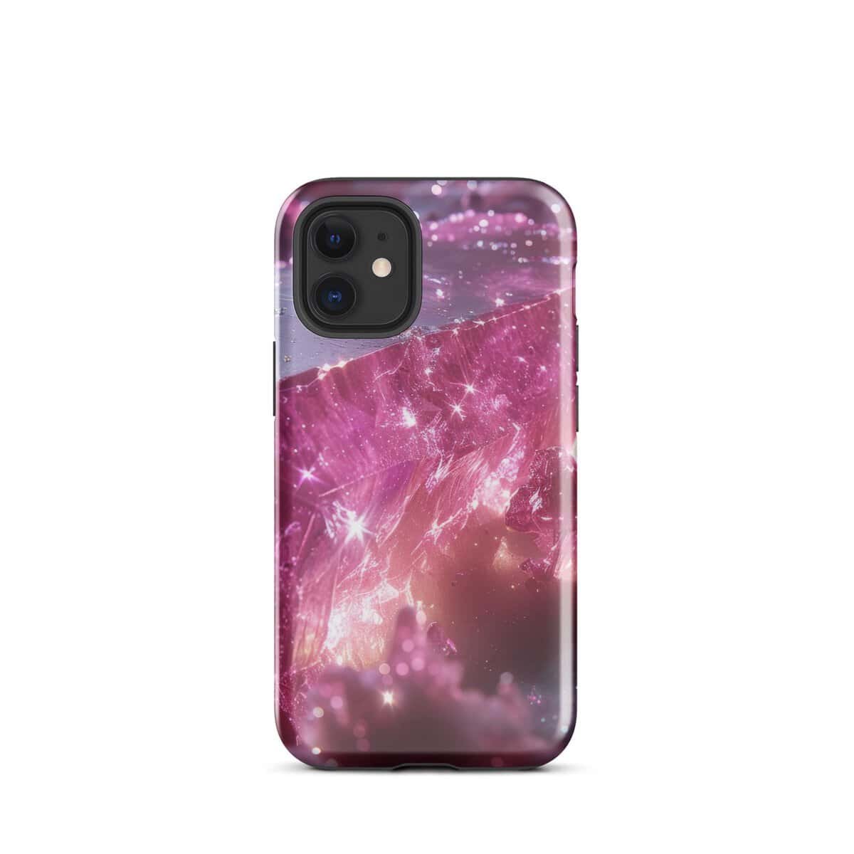 A Galactic Gem tough case for your iPhone with a pink and purple design.