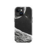 A black and white image of the moon and stars on an iPhone Tough Case.