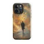 A tough iPhone case featuring a time traveler.