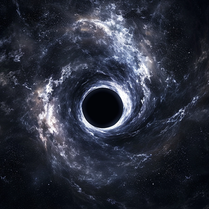 An image of a black hole in space.