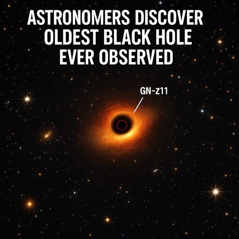 Astronomers reveal an image of black hole GN-z11 in space, announcing it as the oldest black hole ever observed.