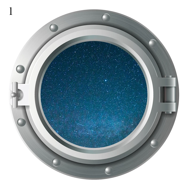 A ship's porthole with a starry sky and a cool tattoo.