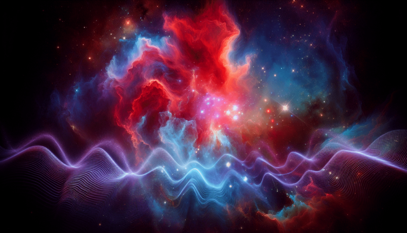 A colorful cloud in space.