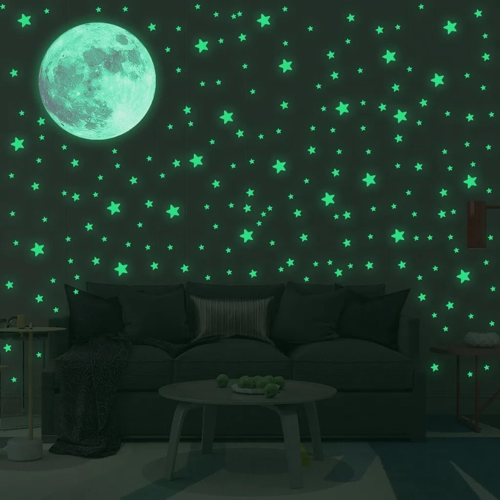 Transform Your Child's Room into a Galaxy: Glow-in-the-Dark Moon & Star Wall Stickers