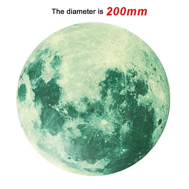 The diameter of the glow-in-the-dark moon sticker is 200mm.