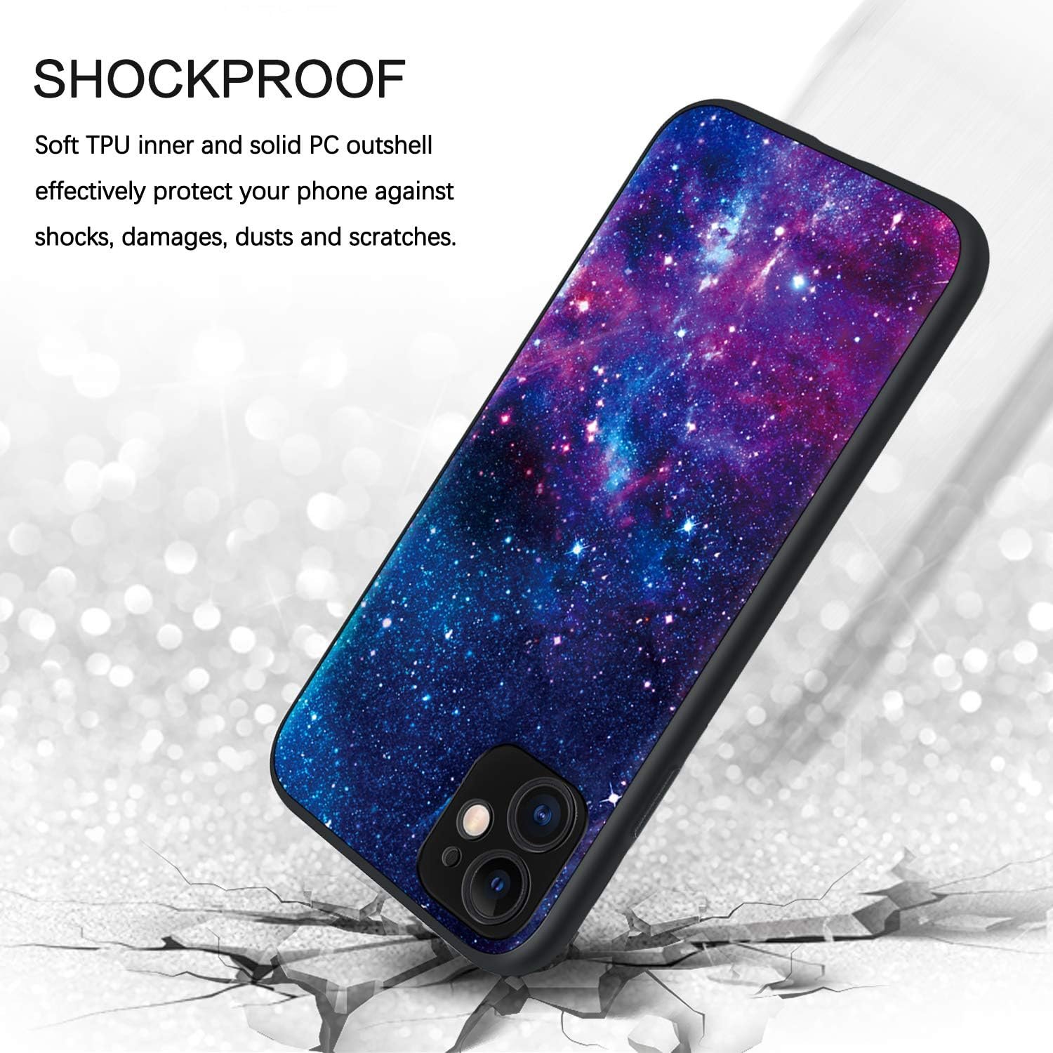 BENTOBEN iPhone 11 Case, Phone Case iPhone 11, Slim Fit Glow in The Dark Soft Flexible Bumper Protective Anti Scratch Non-Slip Phone Cases Cover for Apple iPhone 11 6.1 (2019), Nebula/Galaxy Design