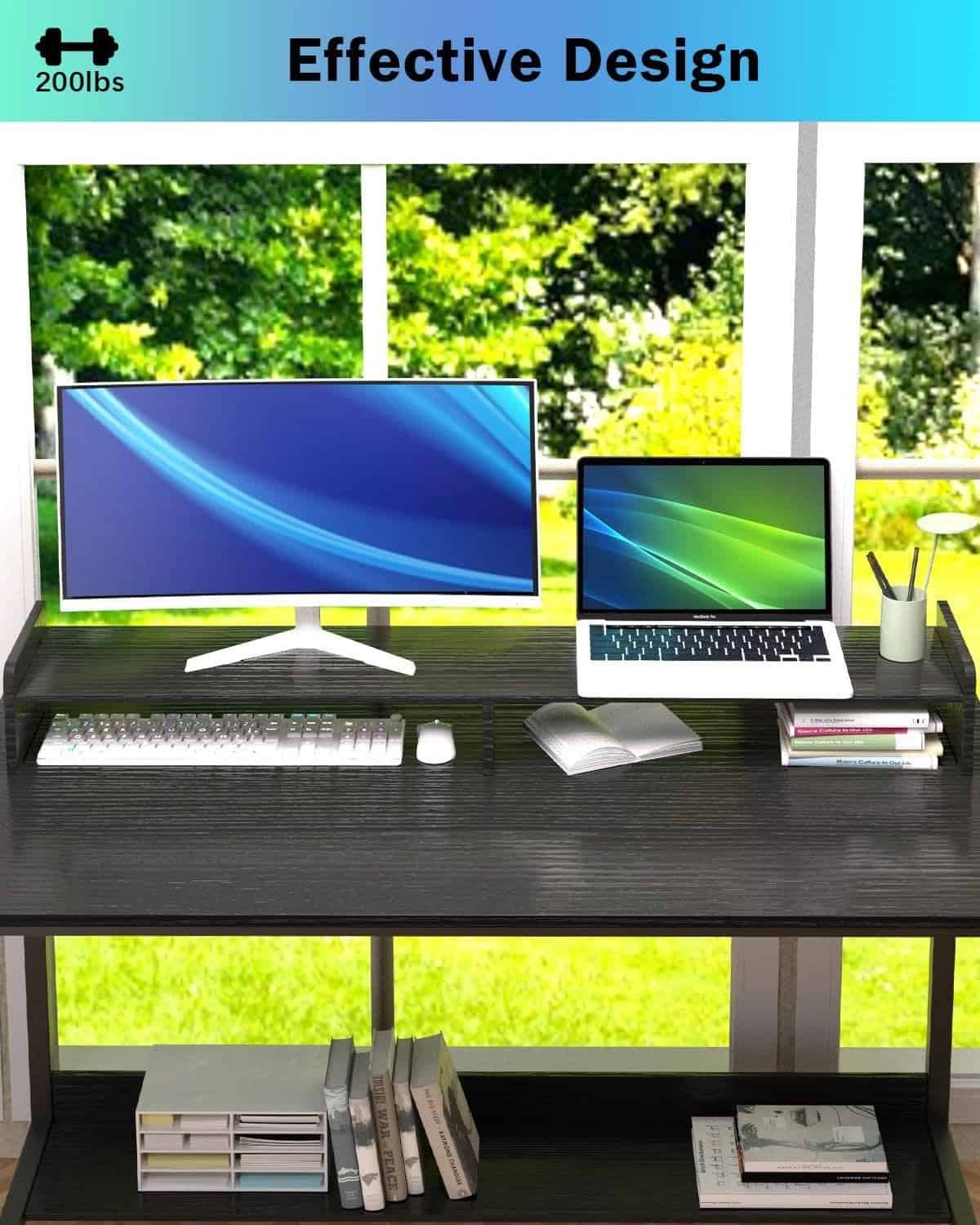 Computer Desk with Shelves, 32 Inch Gaming Writing Desk, Study PC Table Workstation with Storage for Home Office, Living Room, Bedroom, Metal Frame, Black Computer Desk with Shelves, 32 Inch Gaming Writing Desk, Study PC Table Workstation with Storage for Home Office, Living Room, Bedroom, Metal Frame, Black