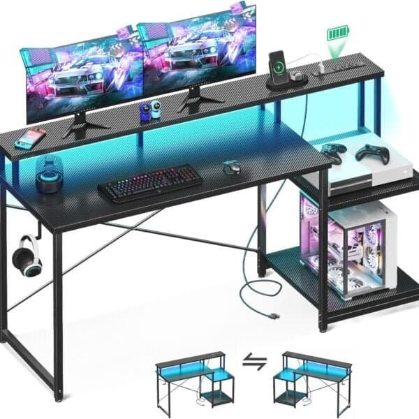 AODK Computer Desk, 56 Inch Gaming Desk&hellip;