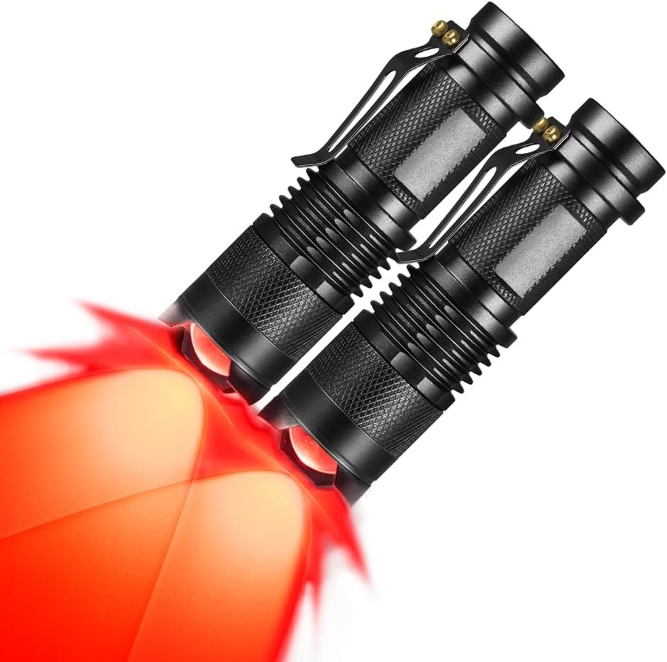 2 Pack Red Light Flashlight Red LED Flashlight Night Vision Flashlight for Astronomy 2 PCS